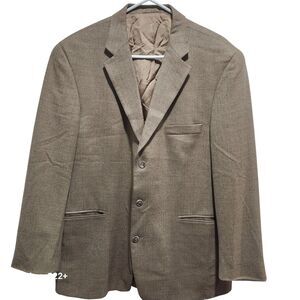 Stafford 46R 100% Wool Sport Coat Blazer Brown Herringbone 3 Btn Classic